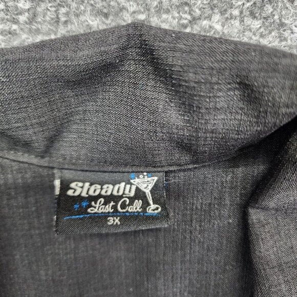 STEADY Last Call.Mens 3XL Shirt Black Red Tiki Bowling Lounge Casual Rockabilly - Picture 7 of 13